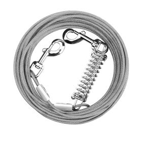 49.2FT Dog Tie Out Cable Long Dog Leash Chew Proof Lead Dog Chain with Durable Spring 360Â° Rotatable Clips PVC Case for Outside Yard Caming (Option: Grey_15M)