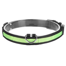 LED Dog Collar USB Rechargeable Adjustable Dog Safety Collar Night Safety Flashing Luminous Light up Collar (Option: XL_Green)