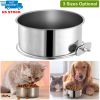 Stainless Steel Dog Bowl Pets Hanging Food Bowl Detachable Pet Cage Food Water Bowl with Clamp Holder