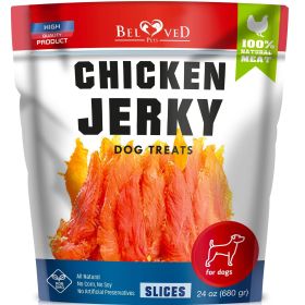 Chicken Jerky Dog Treats 1.5 Lb Human Grade Pet Snacks Grain Free Organic Meat All Natural High Protein Dried Strips Best Chews for Training Smal (Brand: Beloved Pets)