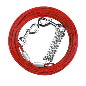 49.2FT Dog Tie Out Cable Long Dog Leash Chew Proof Lead Dog Chain with Durable Spring 360Â° Rotatable Clips PVC Case for Outside Yard Caming (Option: Red_15M)
